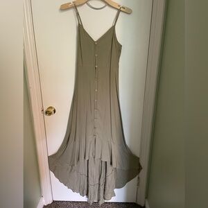 Whisper Sage Green Ruffle Long Dress Size S